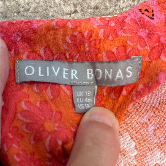 Oliver Bonas Vibrant Floral Long Sleeve Dress Size 14 - Picture 5 of 12